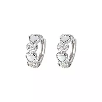 Цирконий ракушка Love Ear Buckle Light Luxury High-end Feeling Sweet Универсальный нишевый дизайн серьги кольцо