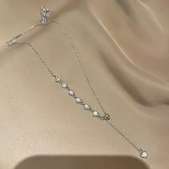 Цирконий Сердце Подтягивающее Ожерелье Кисточка Милая Ключичная Цепочка Продвинутый Нишевый Дизайн Ощущение