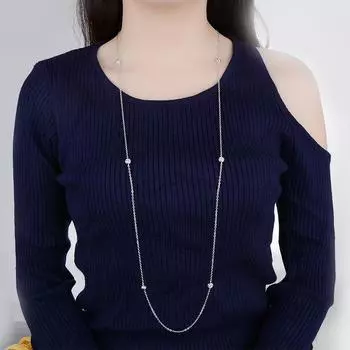 Цирконий свитер цепь длинное простое ожерелье женские украшения сотня с модой элегантный темперамент аксессуары кулон подарок для подруг Copper