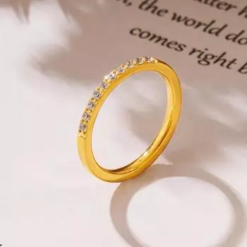 Цирконий тонкое кольцо штабелируемое ювелирное изделие ниша простое титановая сталь PVD покрытие 18K настоящее золотое кольцо для женщин No. 6