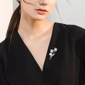 Цирконий тюльпан брошь булавка для рюкзака воротник лацкан булавка ювелирные изделия подарок на вечеринку золотой