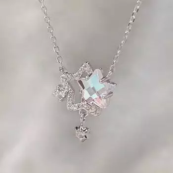 Цирконий Звезда Кулон Ожерелье Бусины Цепочка Y2K Девушки Милое Крутое Ожерелье Женщины Уличный Хип-Хоп Эстетика Ювелирные Изделия Подарки