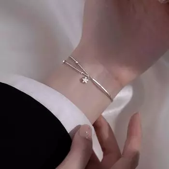 Цирконий Звезда Подвеска Половина Браслет Половина Браслет Для Женщин Девочек Двухслойный Браслет День Рождения Фестиваль Рождественский Подарок