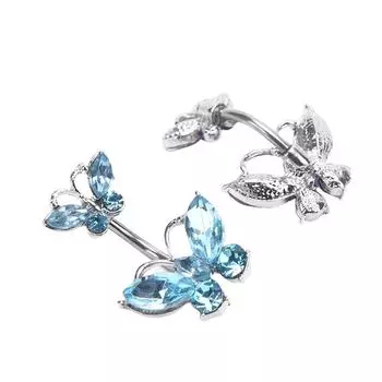 Цирконовая бабочка пупок пирсинг кольцо пупка сексуальные украшения синий