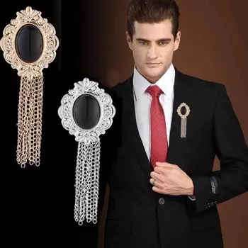 Цирконовая брошь с кисточкой, модная роскошная мужская винтажная булавка для воротника рубашки с кисточками, броши-корсаж, ювелирные аксессуары, подарки золотой