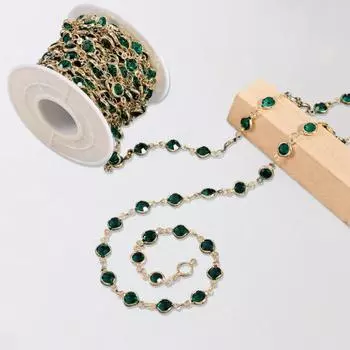 Цирконовая цепочка DIY Браслет Ожерелье Изготовление ювелирных изделий со стразами Блестящая медная цепочка для рукоделия розовый