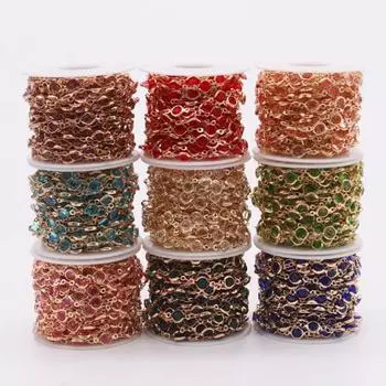 Цирконовая цепочка DIY Браслет Ожерелье Изготовление ювелирных изделий со стразами Блестящая медная цепочка для рукоделия фиолетовый