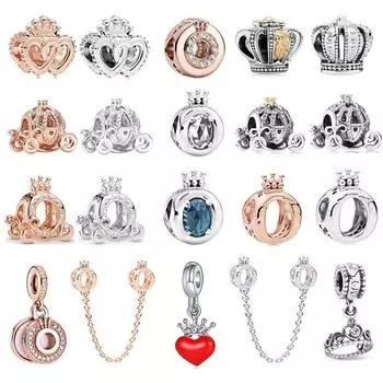 Цирконовая Корона Подвеска из Бисера Защитная Цепочка Подходит Оригинальные Модные Подвески Серебряный Цвет Браслет Женщины Девушка Ювелирные Изделия Оптовая Продажа На Заказ