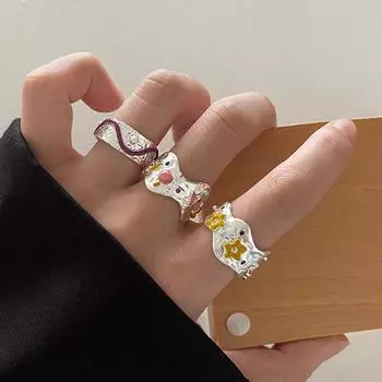 Цирконовое кольцо, модные простые Y2k для женщин и девочек, милые регулируемые открытые кольца, вечерние ювелирные изделия, подарки 4