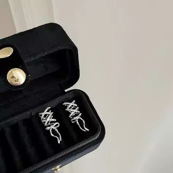 Цирконовые ремешки, бант, клипсы-косточки, нишевый женский дизайн, элегантность, высококлассный темперамент, модные и универсальные серьги, серьги.