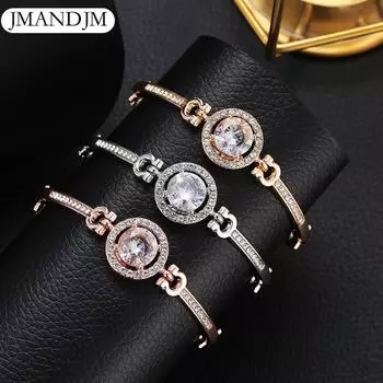 Цирконовый браслет Модный браслет из розового золота с кристаллами Универсальный женский браслет Браслет розового золота