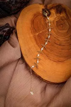 Цирконовый камень Fishbone Модель Золотого цвета Браслет