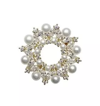 Цирконовый пресноводный жемчуг Цветок Алмазный пресноводный жемчуг Цветок Корсаж для подарка для женщин на выпускной Входной подарочный футляр для шкатулки включена брошь,