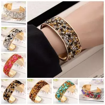 Цирконовый широкий открытый браслет в стиле бохо, преувеличенный браслет, простые браслеты-манжеты, украшение розы красного