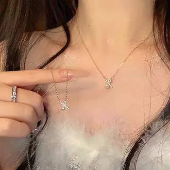 Цирконовый жемчуг Процентный символ Подвеска Ожерелье Женский Дизайн Чувство Ниши Личность Простая Универсальная Цепочка на Ключицу