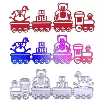 Цирковой поезд, металлические стальные трафареты, трафареты для скрапбукинга, ремесленные штампы, 3D DIY, изготовление фестивальных карт серебряный