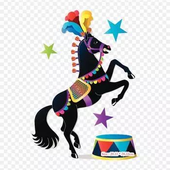 Цирковые лошади, цирковые лошади, термопереносная печать, виниловые нашивки, наклейки для одежды, аппликации «сделай сам», моющиеся нашивки