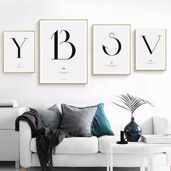 Цитата слова в скандинавском стиле холст картины простые любовные письма алфавит плакаты и принты для гостиной настенная живопись домашняя живопись 21cm30cm NoFrame