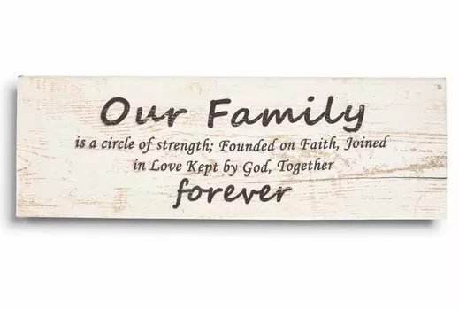 Цитаты из натянутого холста Inkdotpot Наша семья - это круг силы; Основанные на вере, объединенные любовью, хранимой Богом, вместе навсегда Настенный декор Small Size: 6 x 17 inches светло-коричневого