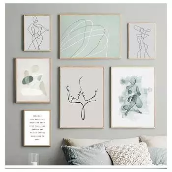 Цитаты о теле, настенная живопись на холсте, постеры и принты, настенные панно для декора гостиной, абстрактный рисунок линии, лицо женщины 21cm30cm NoFrame