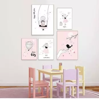 Цитаты Розовый Холст Картина Скандинавский Декор Детской Комнаты Танцующая Девушка S И Принты Украшения Гостиной Настенные Панно Без Рамки 21*30cm