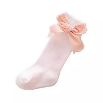 Citgeett Solid Newborn Baby Girls Boys Knee High Stocking Classic Cotton Velvet Bow for Infants 0-3Y 3 to 18Month