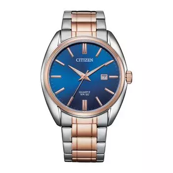 [Citize] Мужские кварцевые часы CITIZEN BI5104-57L Синий циферблат Серебро x Розовое золото