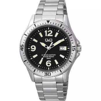 Citizen A24A-003PK (Q&Q Watch Analog 10-years Battery Water-resistant Day Metal Band) Watch