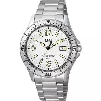 Citizen А24А-004ПК (Часы Q&Q Аналоговые Батарея 10 лет Водонепроницаемые День Металлический Браслет) часы