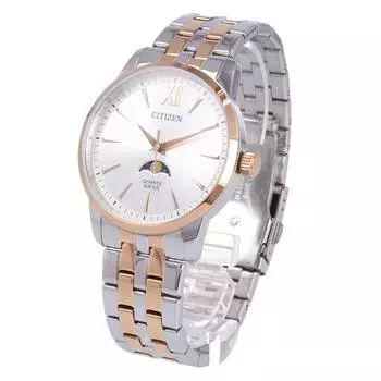 Citizen Ak5006 58a Citizen Watch Watch Men S Водонепроницаемые кварцевые часы с фазами Луны Металл Серебро Розовое Золото Белый