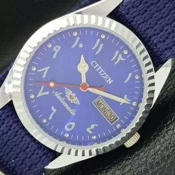 CITIZEN AUTOMATIC 8200 МУЖСКИЕ ЯПОНСКИЕ ВОССТАНОВЛЕННЫЕ ЧАСЫ С АРАБСКИМ СИНИМ ЦИФЕРБЛАТОМ a426232-2 RL620c-a426232