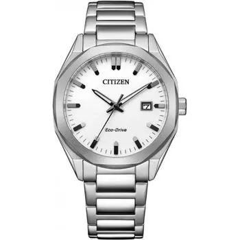 Citizen BM7620 83A Фотоэлектрический Эко-привод Водонепроницаемый Октагон Белый Белый Простые Часы Серебряный