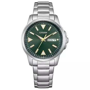 [Citizen] часы Citizen коллекция Фотоэлектрический эко-привод День и дата 3 стрелки водонепроницаемый ночной свет простой зеленый BM8180-71W мужские серебристые