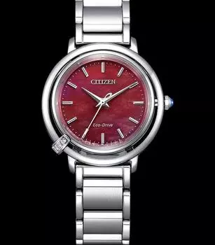 Citizen Часы L Eco-Drive ARCLY COLLECTION EM1090-78X из нержавеющей стали с ремешком из телячьей кожи красный
