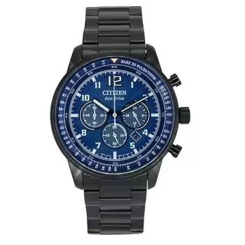 Citizen Eco-Drive Chronograph Black Ion нержавеющая сталь синий циферблат CA4505-80L 100M мужские часы синий