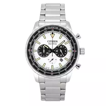 Citizen Eco-Drive Chronograph нержавеющая сталь белый циферблат CA4500-91A 100M мужские часы белый