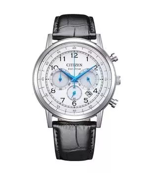 CITIZEN Eco-Drive хронограф мужские кожаные часы CA4630-02A белый