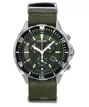 Citizen Eco-Drive нейлоновый ремешок зеленый циферблат Eco-Drive AT2500-19W 100M мужские часы зелёный