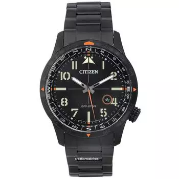 Citizen Eco-Drive Stainless Steel Black Dial BM7555-83E 100M Men`s Watch чёрный