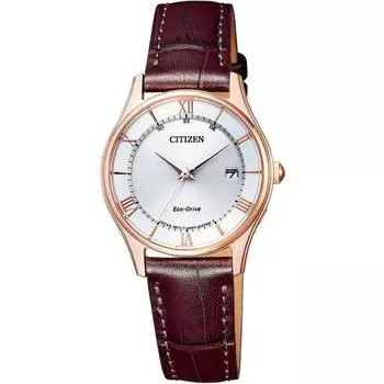 Citizen ES0002-06A ( Watch CITIZEN COLLECTION Eco-Drive radio-controlled Thin Series Date Women s Leather Band / Pink Gold)