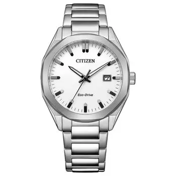 [CITIZEN] Фотоэлектрические часы Eco-Drive Водонепроницаемые восьмиугольные белые простые BM7620-83A Мужские серебристые