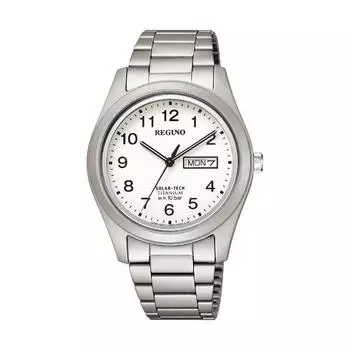 Citizen KM1-415-13 ( Watch REGUNO Solar-Tech Standard Titanium All Arabia White) Round Watch Silver
