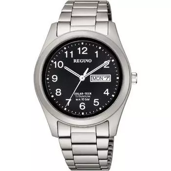 Citizen KM1-415-53 ( Watch REGUNO Solar-Tech Standard Titanium All Arabia Black) Round Watch Silver