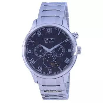Citizen Moon Phase Black Dial Stainless Steel Eco-Drive AP1050-81E Мужские часы чёрный