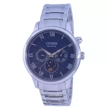 Citizen Moon Phase Blue Dial Stainless Steel Eco-Drive AP1050-81L Мужские часы синий