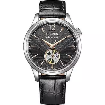 Citizen Мужская NH9131-14E ( Часы CITIZEN COLLECTION Механические Open Heart) Круглые часы, черные, аналоговые
