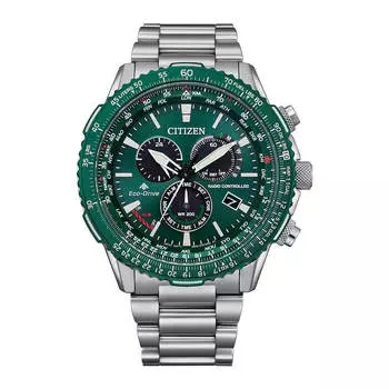 Citizen Мужские часы Promaster Eco-Drive Chronograph Radio CB5004-59W зелёный