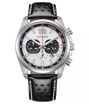 Citizen Мужские кожаные часы Eco-Drive Chronograph CA4640-09A