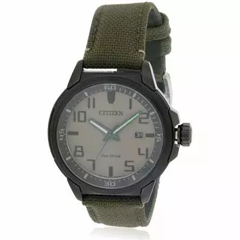 Citizen Nude Dial SS Green Textile Quartz Watch AW1465-14H Eco-Drive Men s зелёный