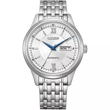 Citizen NY4050-62A ( Часы CITIZEN COLLECTION Механические классические часы Day&Date) Круглые часы, серебро